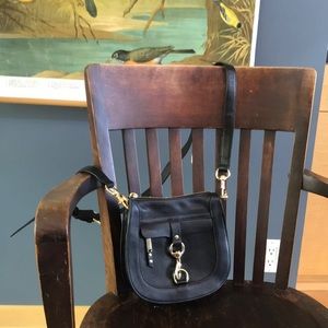 black Rebecca Minkoff shoulder bag with gold clasp